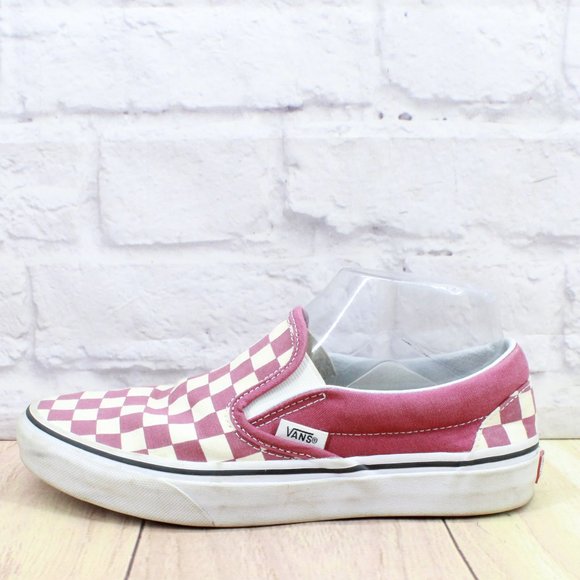 Vans Shoes - Vans Off the Wall Red Cream Checkerboard Slip On Sneaker Shoes Size L 7 M 5.5